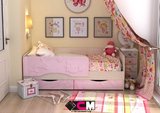 Детская кровать Алиса 1,8 (розовый металлик)